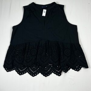 NWT Gap Peplum Eyelet Top Sz L Embroidered 100% Cotton Festival Streetwear Boho